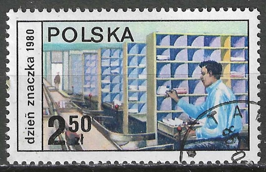 Pologne 1980 - Yvert 2533 - Journée du timbre (ST), Timbres & Monnaies, Timbres | Europe | Autre, Envoi, Pologne, Affranchi