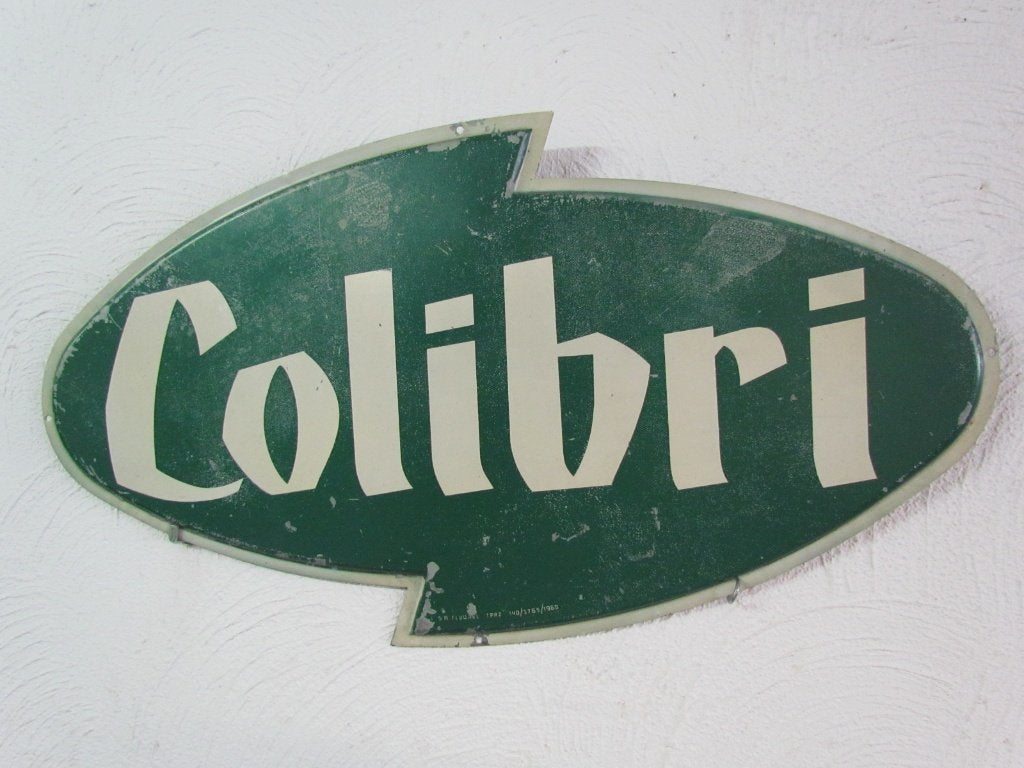Colibri reclamebord blik, Ophalen, Gebruikt, Reclamebord