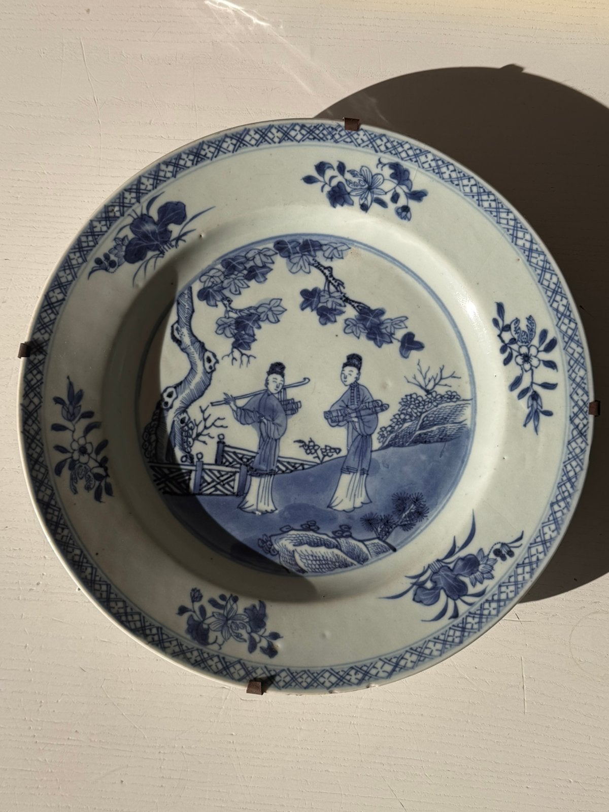 Kangxi Chinees blauw en wit 'Figuurlijk' bord, Ophalen of Verzenden