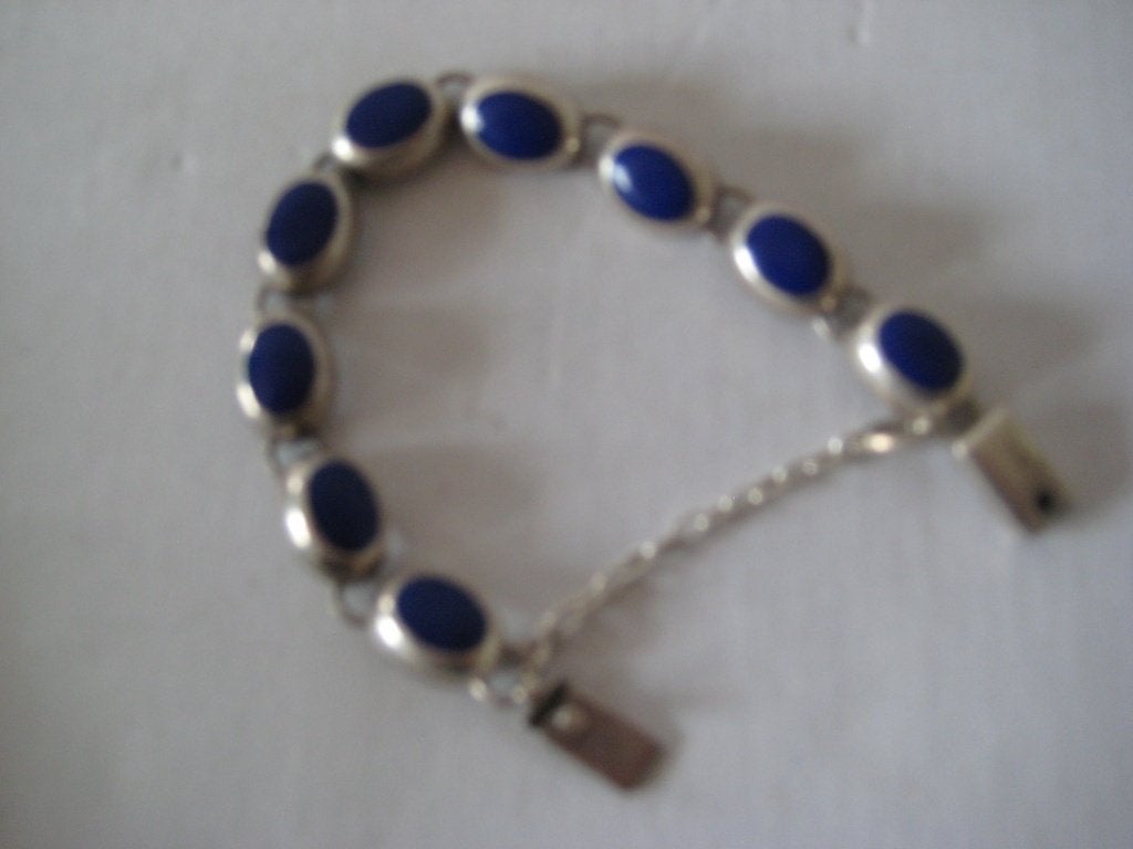 Zilveren armband  (Mexico), Blauw, Ophalen of Verzenden, Zo goed als nieuw, Met edelsteen