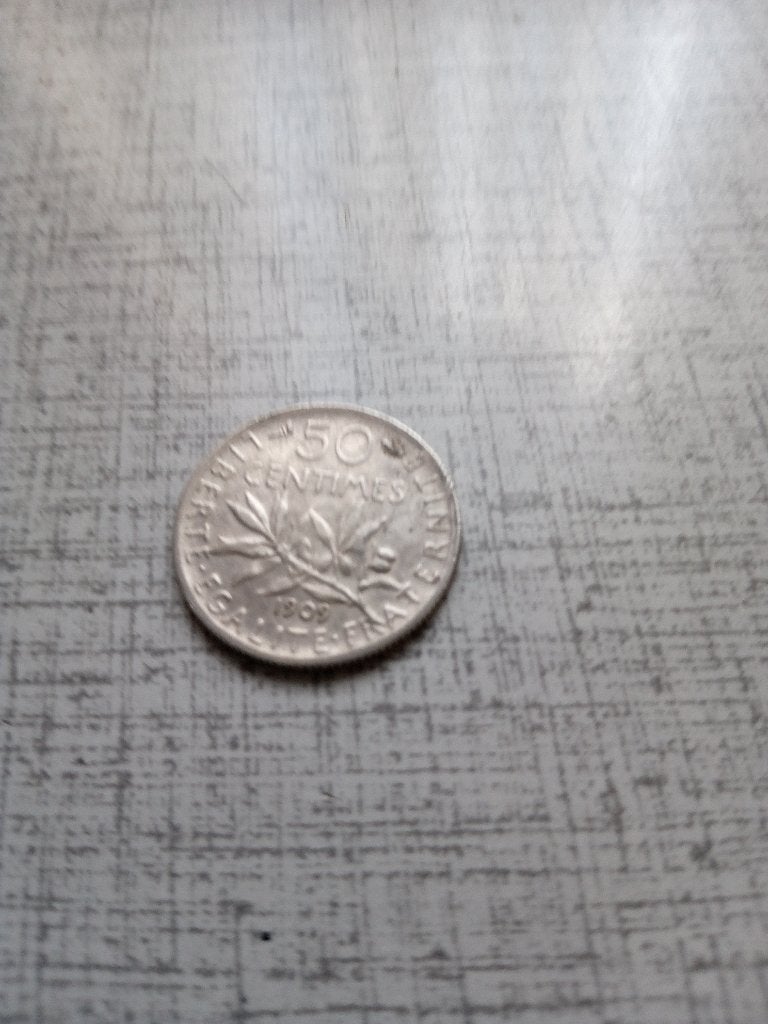 50 cent argent 1909 semeuse, Envoi, France, Monnaie en vrac, Argent