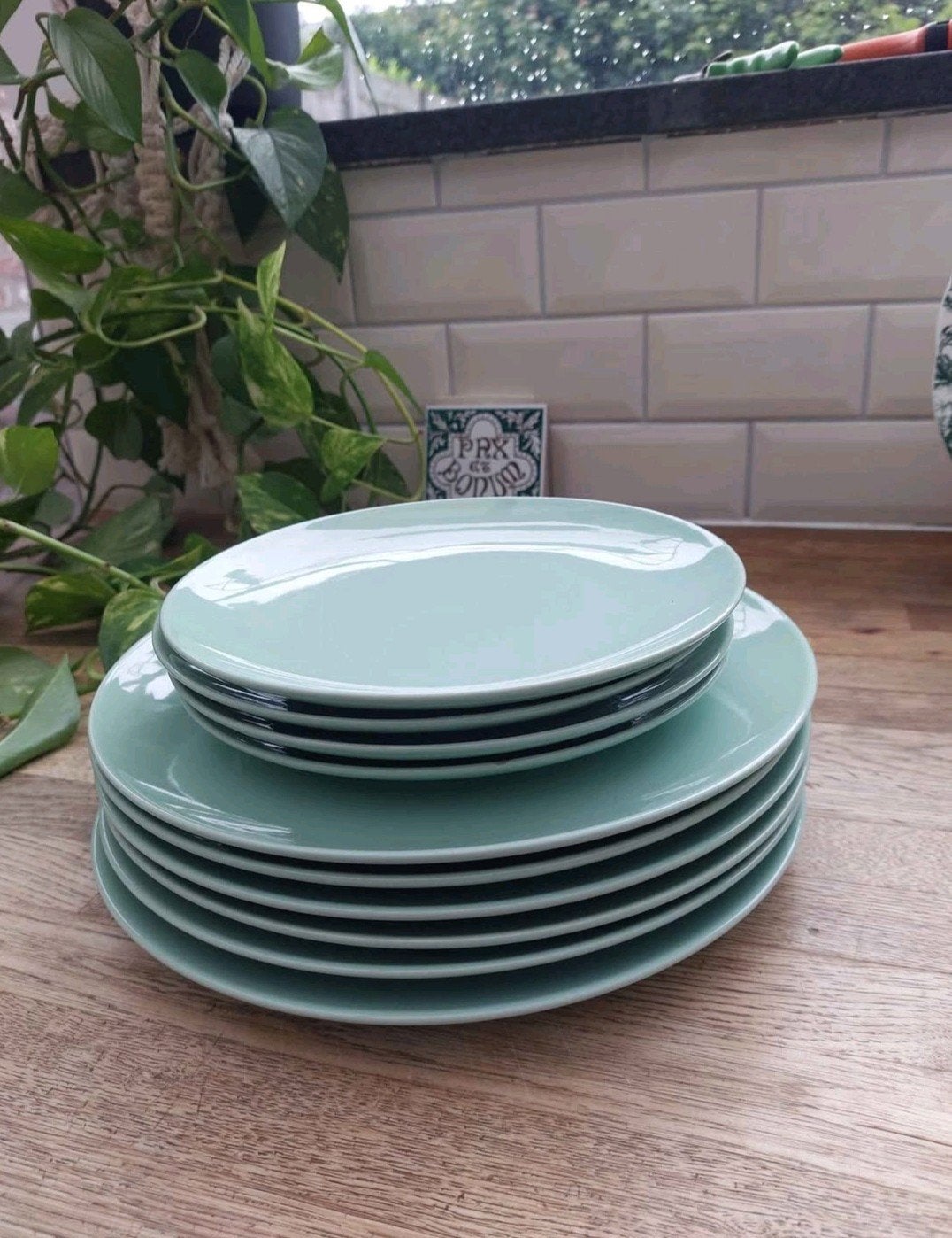 servies borden set muntgroen, Ophalen, Bord(en)