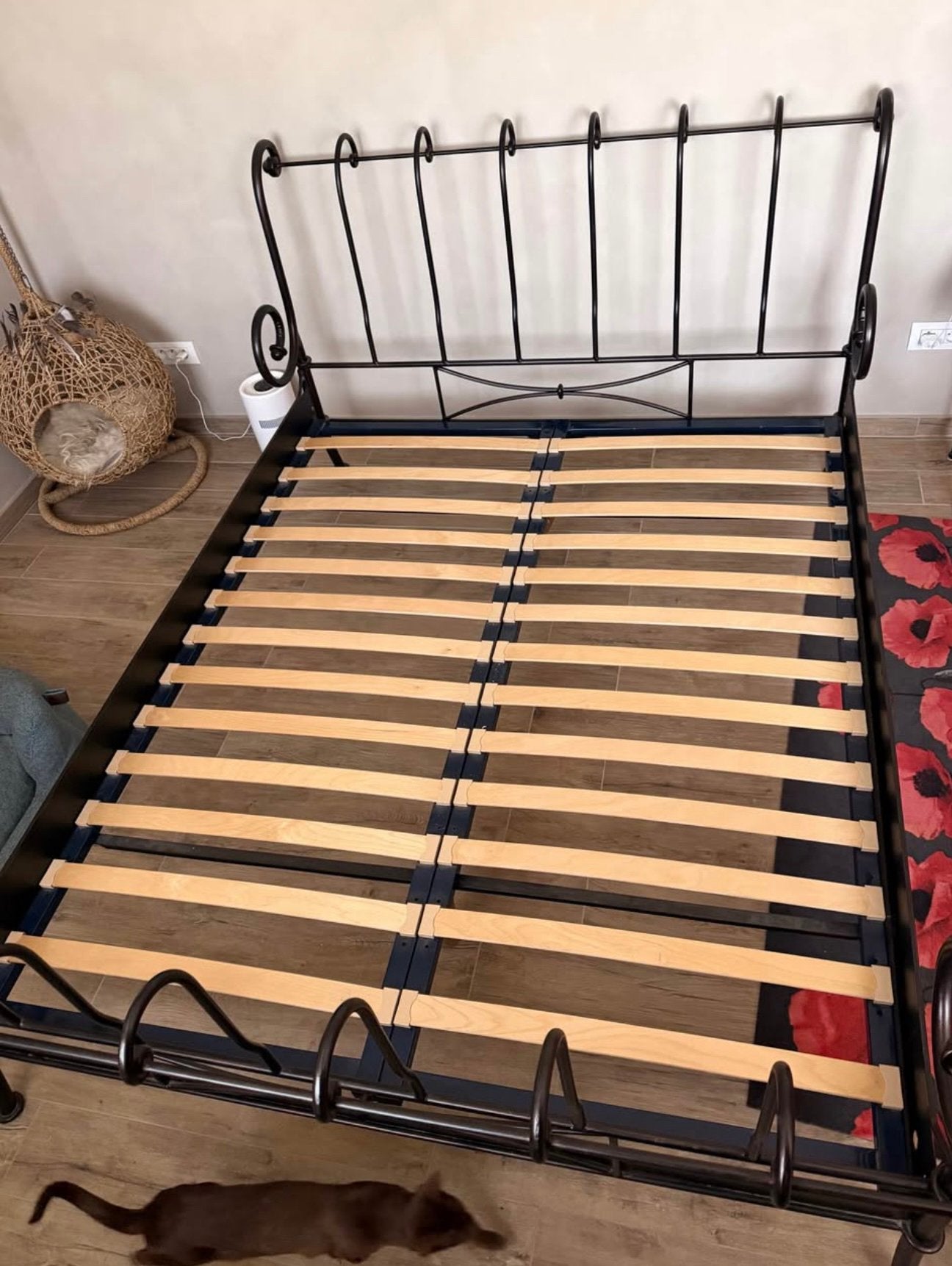 Zwart smeedijzeren bed, Enlèvement, Comme neuf, Noir
