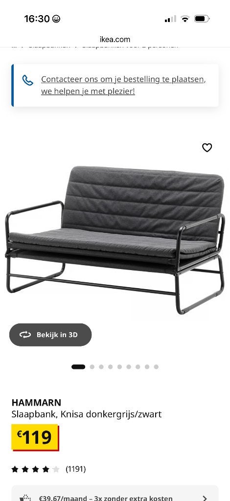 Slaap zetel IKEA Hammarn, Ophalen, Zo goed als nieuw