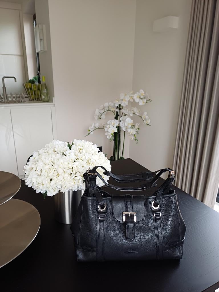 LONGCHAMP zwart rundslederen handtas uit de Le Foulonné-lijn, Ophalen of Verzenden, Zwart, Handtas