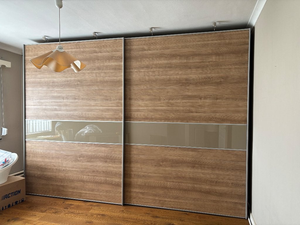 Grote ruime kledingkast met schuifdeuren 3m30 – 4 lades, 200 cm ou plus, Comme neuf, Enlèvement, 200 cm ou plus