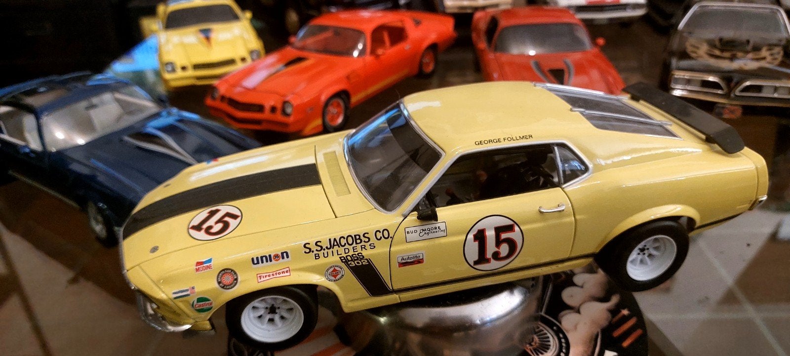 Mustang George follmer  welly mint staat met ovp, Hobby en Vrije tijd, Modelauto's | 1:18, Ophalen of Verzenden, Auto, Welly