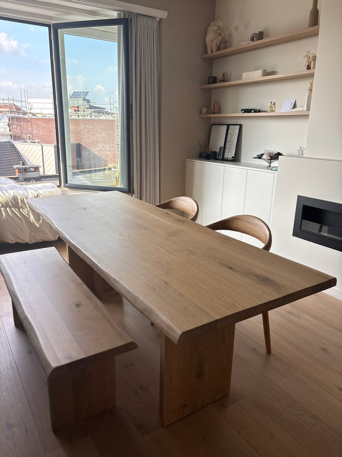 Massief eiken tafel set, Ophalen, Zo goed als nieuw