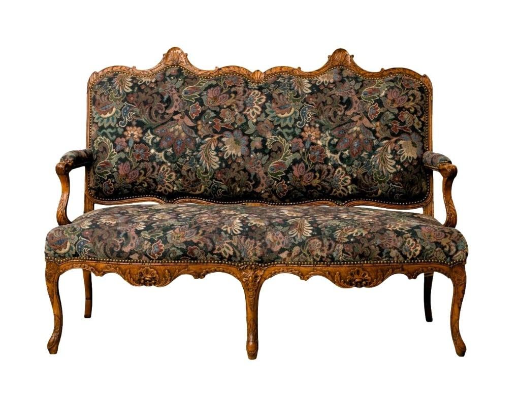 18e eeuwse Louis XV-bank, Antiek en Kunst, Antiek | Meubels | Stoelen en Sofa's, Ophalen of Verzenden