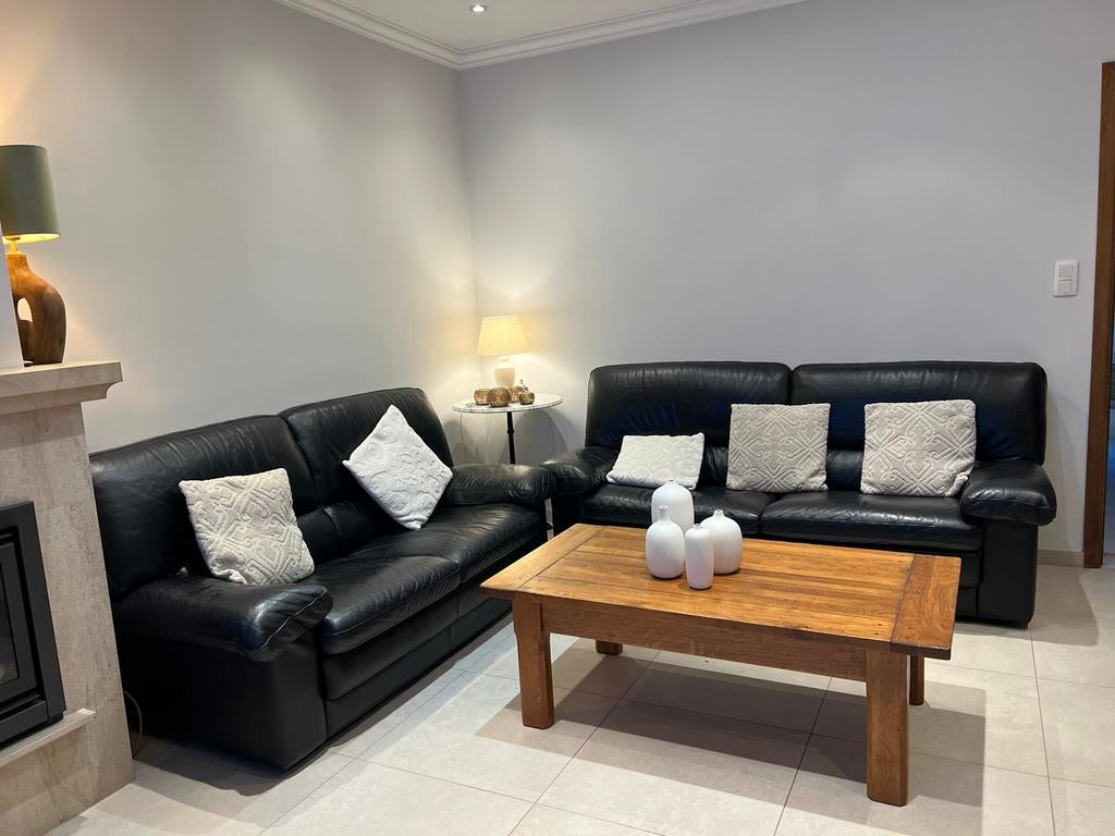 „salon voor zwart leren, Huis en Inrichting, Ophalen, Gebruikt, Goede staat.