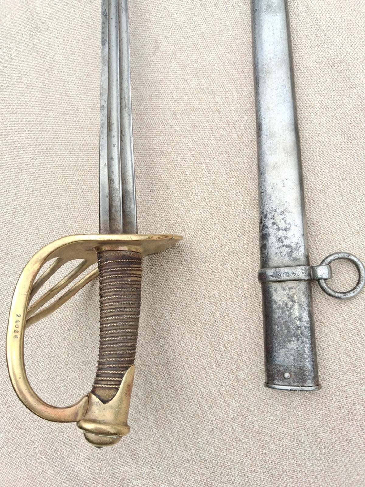 Sabre français Dragon 1854 numéro égal, Collections, Enlèvement ou Envoi, Armée de terre, Épée ou sabre