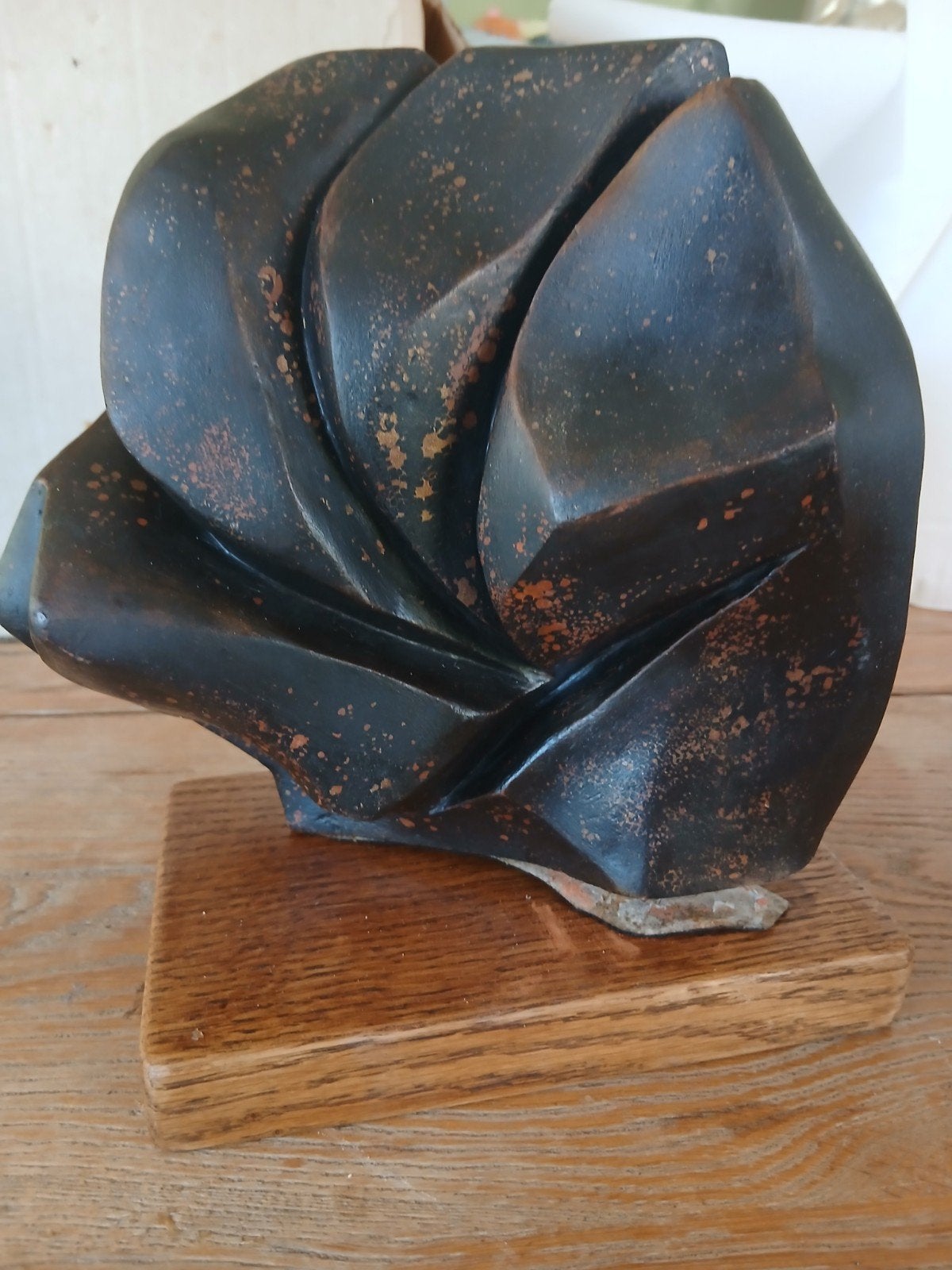 Modernistisch abstract terracotta sculptuur, Ophalen, Gepatineerd, Beeld, Abstract