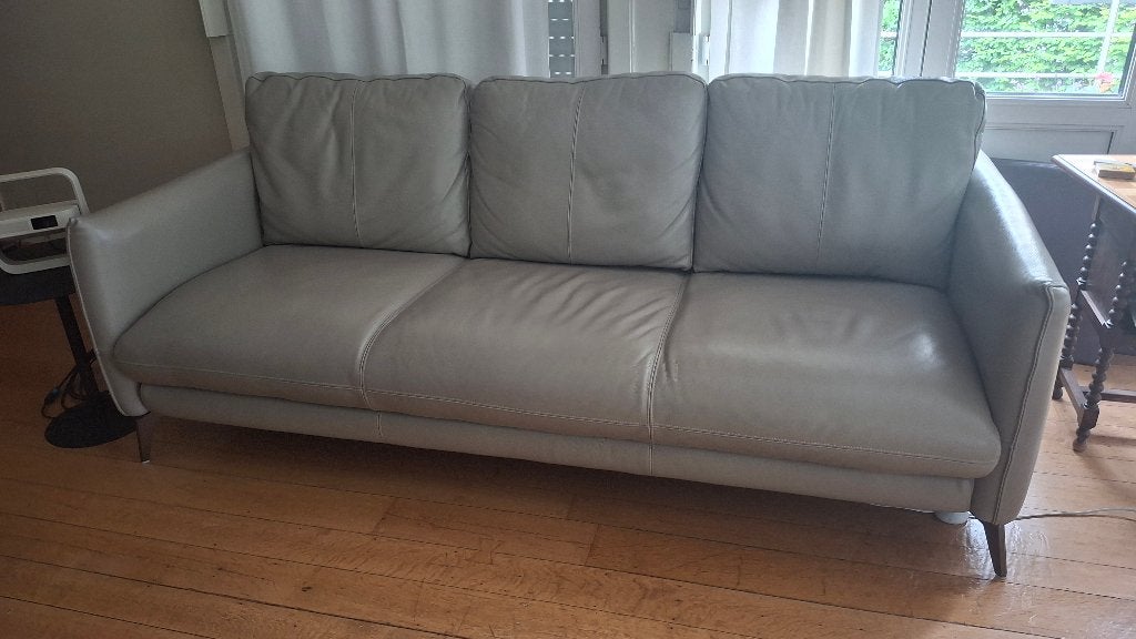 Canapé Sweet 3 place cuir gris, 200 à 250 cm, Banc droit, Enlèvement, Utilisé