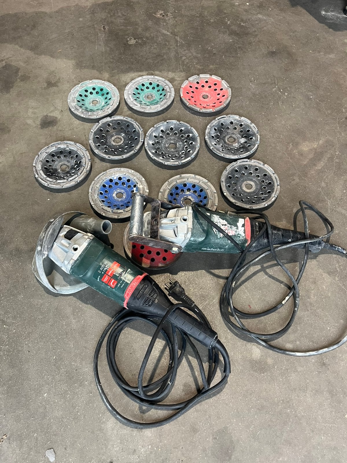 Beton schuurschijf + metabo schuurmachine, Ophalen, Gebruikt