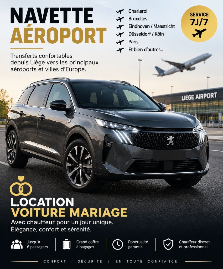 Navette Aéroport & Voiture avec Chauffeur – Départ de Liège, Divers, Enlèvement