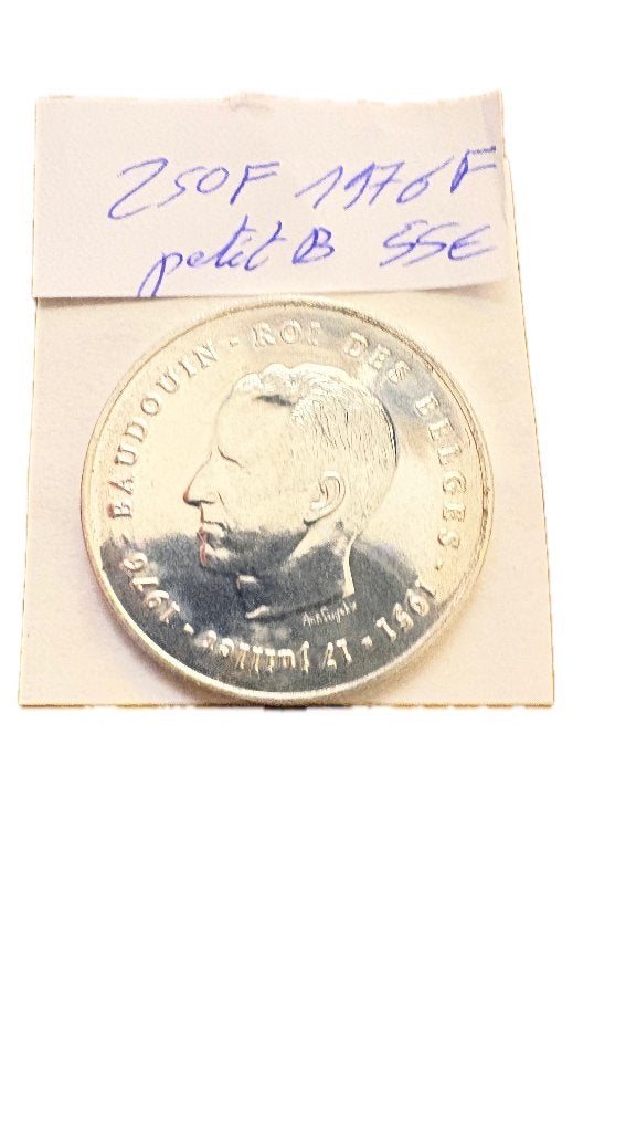 BAUDOUIN I : Argent 250 Francs 1976F petit B, Timbres & Monnaies, Enlèvement ou Envoi, Argent, Argent
