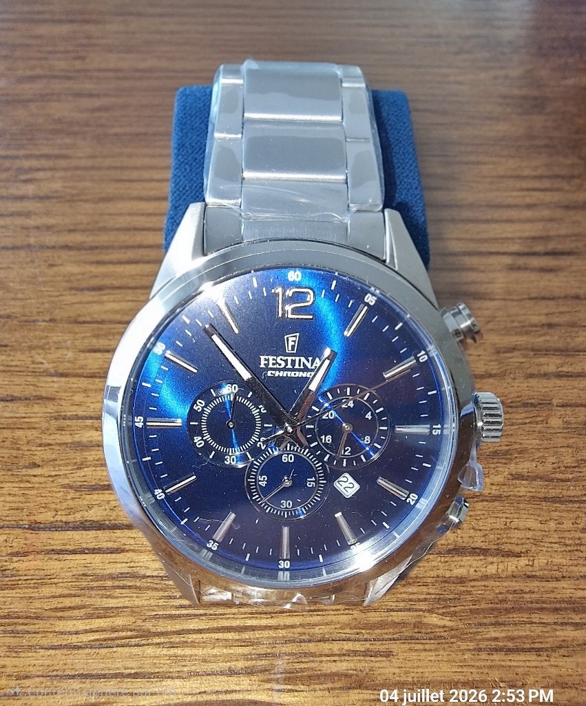 Festina Timeless Chronograaf FMH20343, Handtassen en Accessoires, Horloges | Heren, Staal, Staal, Polshorloge, Nieuw