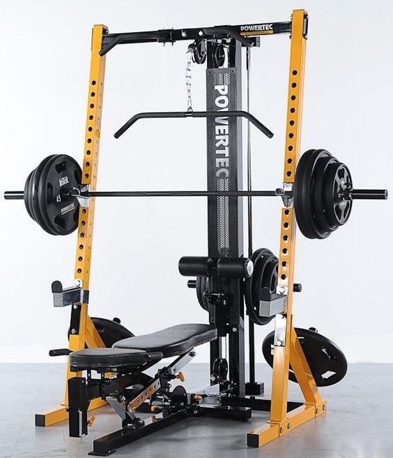 Powertec Half rack met lat pulldown lattower, Ophalen, Gebruikt, Metaal, Krachtstation