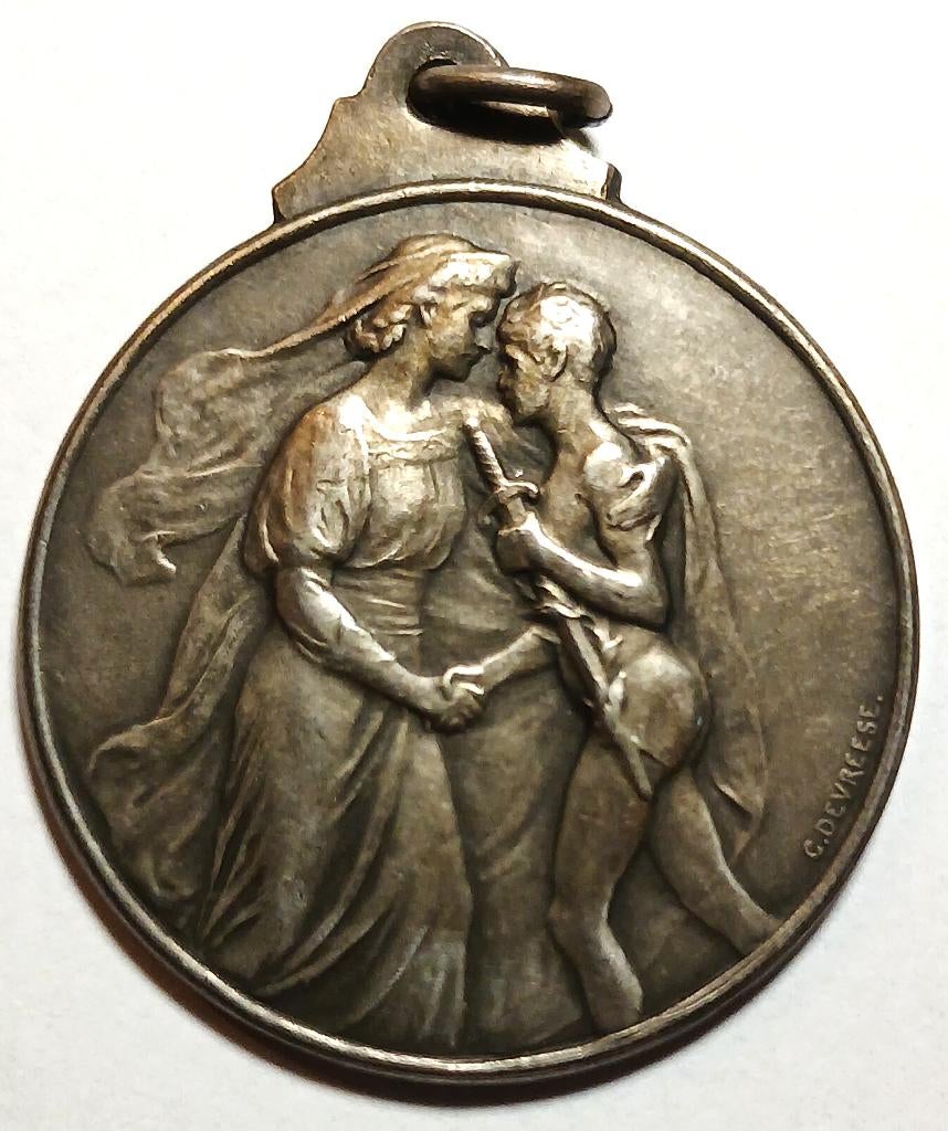 medaille devreese bruxelles a ses glorieux enfants 14-18, Ophalen of Verzenden, Overige materialen
