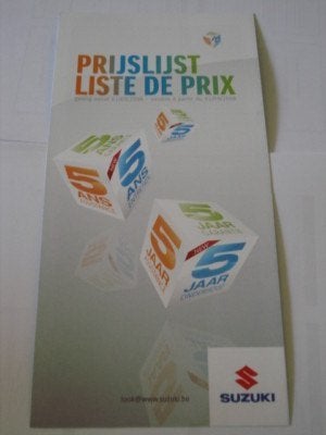 Suzuki prijslijst 08/2008 Brochure Catalogue Prospekt, Boeken, Auto's | Folders en Tijdschriften, Verzenden, Nieuw, Overige merken
