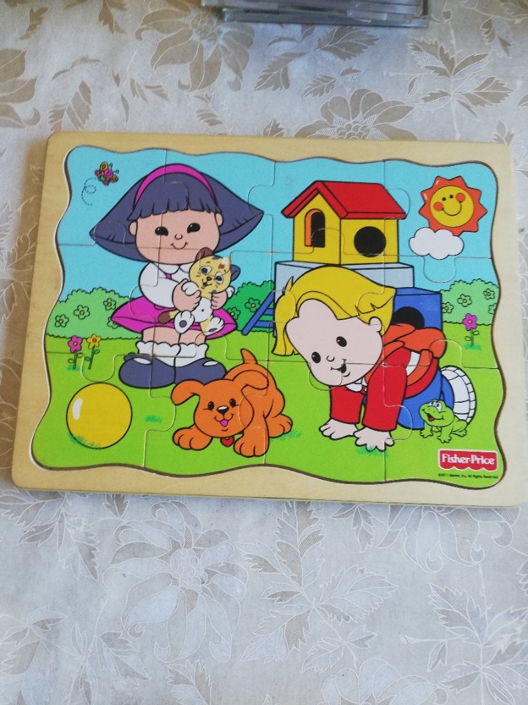 houten puzzel fisher price 12 stuks, 2 tot 4 jaar, 10 tot 50 stukjes, Ophalen of Verzenden, Zo goed als nieuw