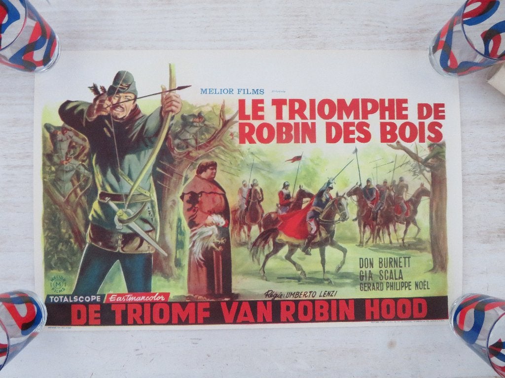 1962 Film Poster Le Triomphe de Robin des Bois Robinhood, Ophalen of Verzenden, Zo goed als nieuw, Film en Tv