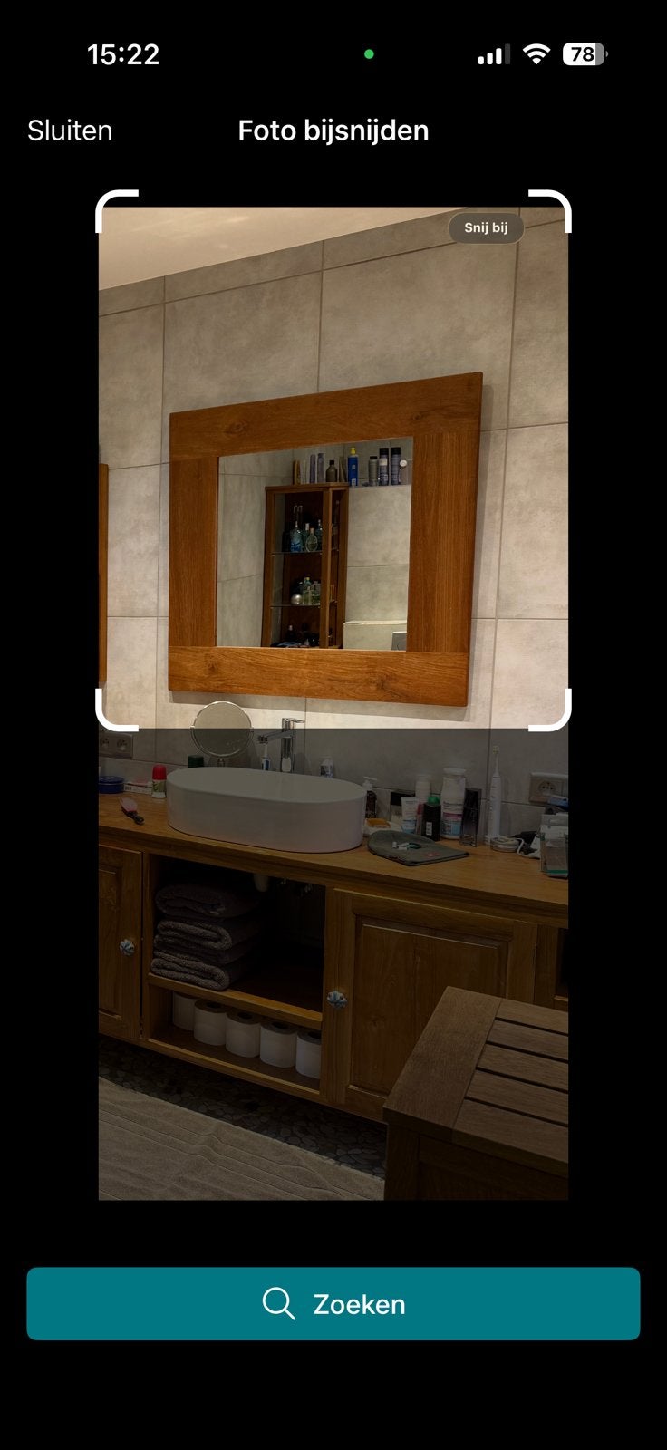 Miroir en teck, Moins de 100 cm, Enlèvement, 75 à 100 cm, Carré