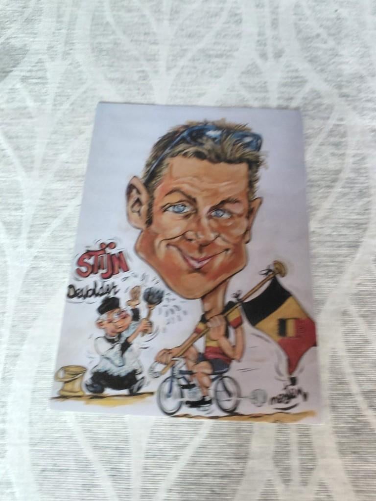Verzamelen cyclisme ; karikatuur Stijn Devolder, Verzamelen, 1980 tot heden, Ophalen of Verzenden, Zo goed als nieuw, Prent