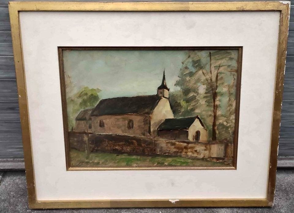 huile sur panneau signe simone lienard, Antiquités & Art, Enlèvement ou Envoi, Panneau