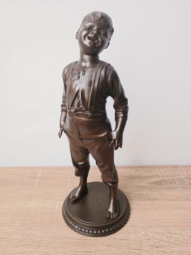 Sculpture en régule par Adolphe Rivet "première culotte", Antiquités & Art, Art | Sculptures & Bois, Enlèvement ou Envoi