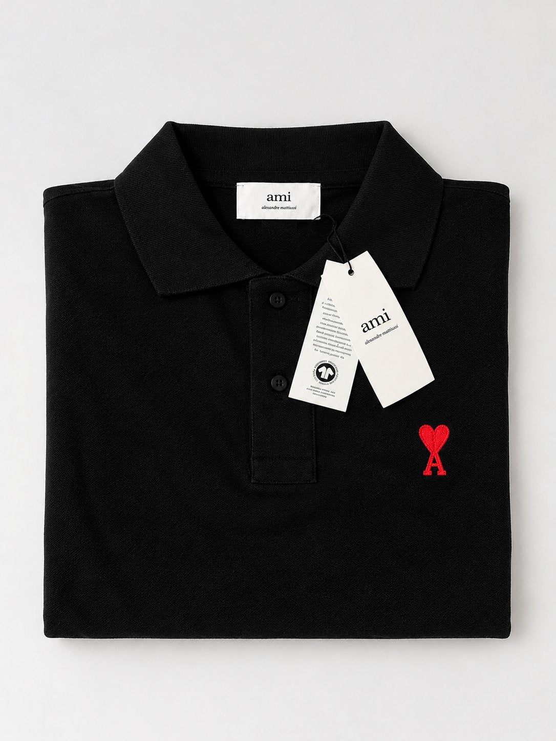 Ami paris polo heren, Kleding | Heren, Verzenden, Zo goed als nieuw, Maat 48/50 (M), Zwart