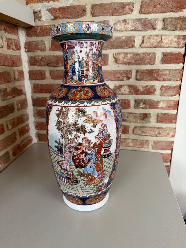 Japanse Satsuma porseleinen vloervaas – handbeschilderd, Antiquités & Art, Antiquités | Vases, Enlèvement