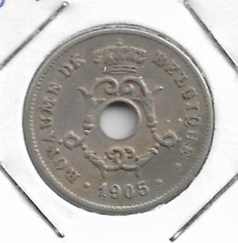 België: OVERSLAG 10 cent 1905FR over 1904 FR (= morin 264 A), Verzenden, Losse munt