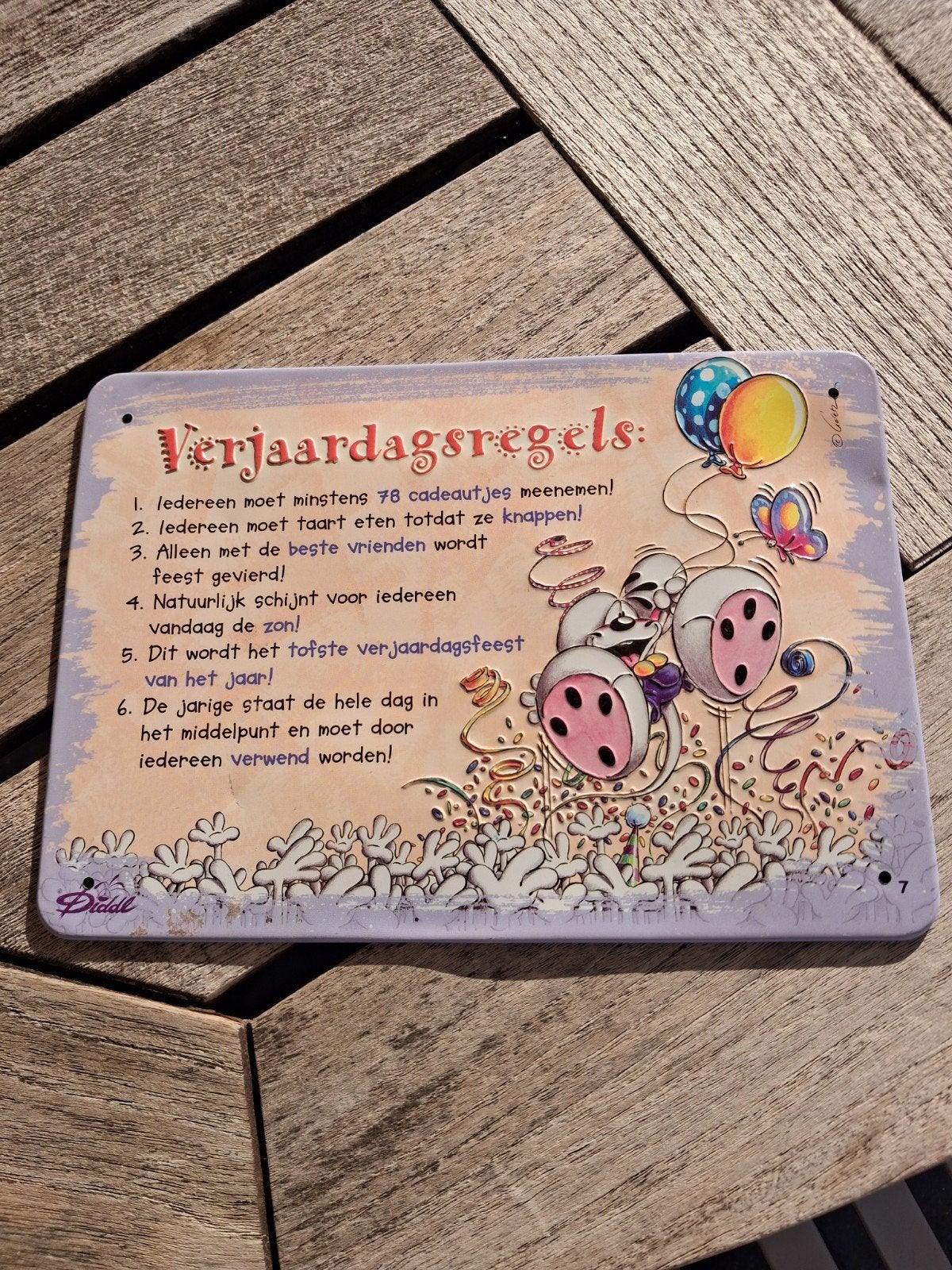 Metalen plaatje Diddl., Verzamelen, Diddl, Ophalen, Gebruikt