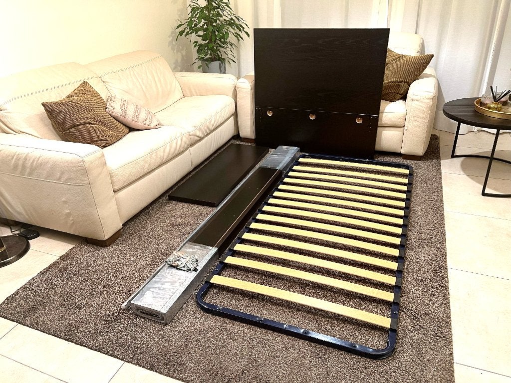 Ikea Malm eenpersoonsbed frame + lattenbodem in zwart, Ophalen, 90 cm, Eenpersoons, Zwart