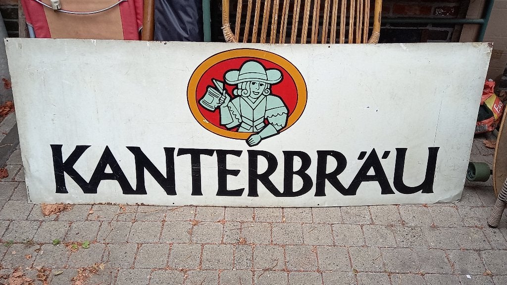 grande enseigne publicitaire en métal Beer Kanterbau, Collections, Enlèvement, Utilisé, Panneau publicitaire