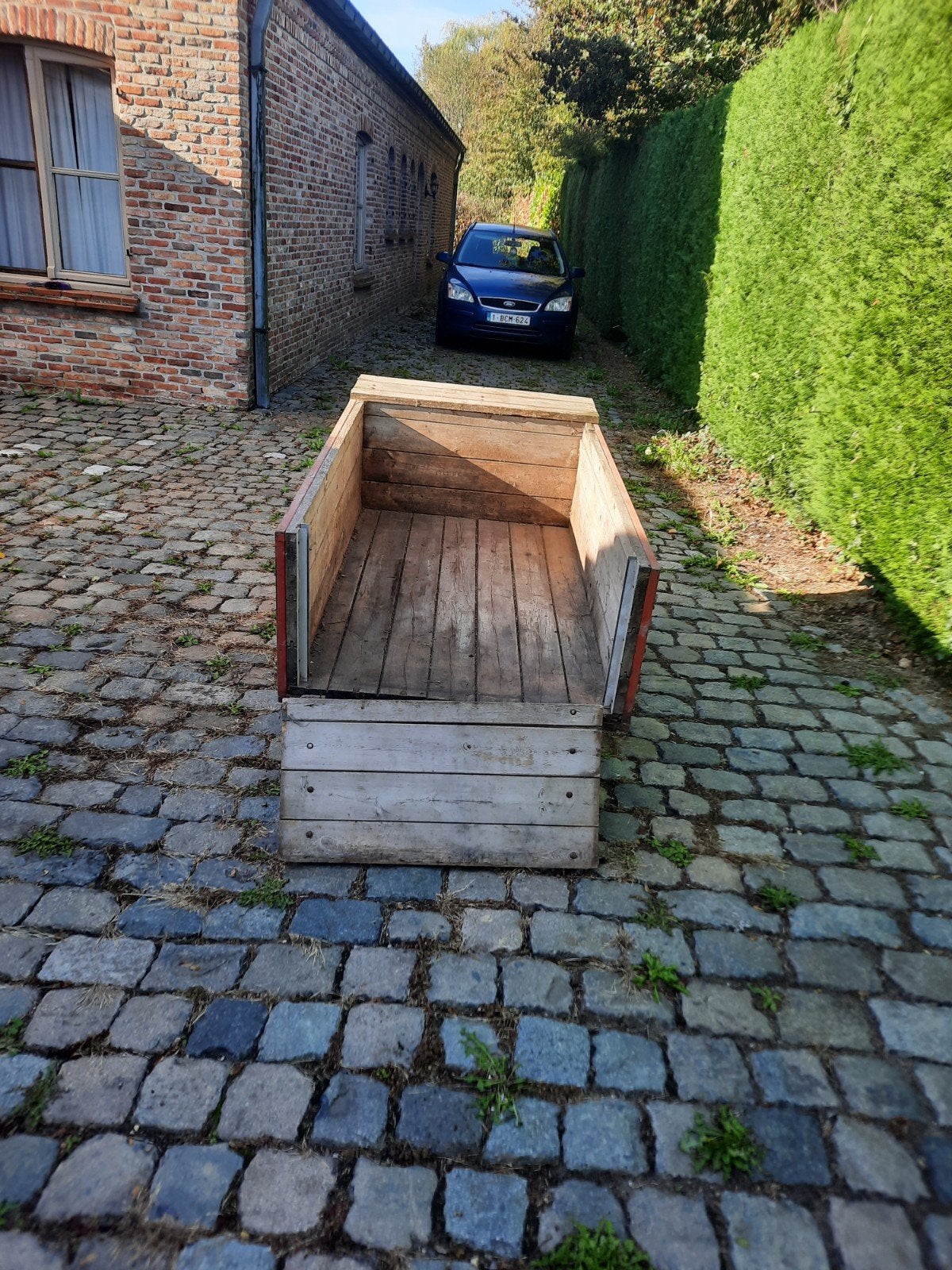 Houten kar.Afhalen Koekelare., Ophalen