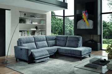 Nieuw stoffen hoeksalon met 1 elektrische relax 1995 euro., Huis en Inrichting, Ophalen, Nieuw, Stof