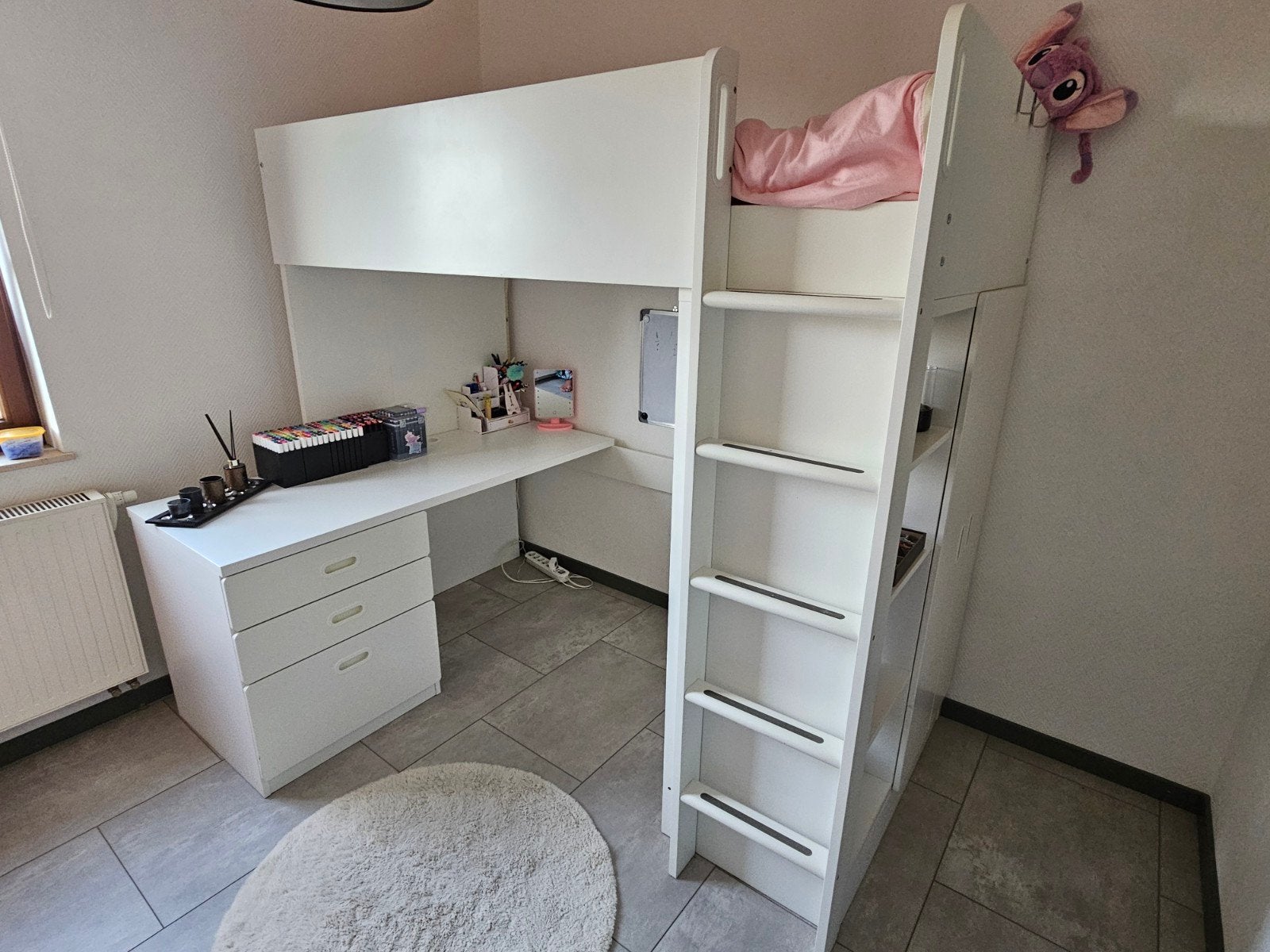 Lit mezzanine IKEA avec bureau et armoire, Ophalen, Hoogslaper