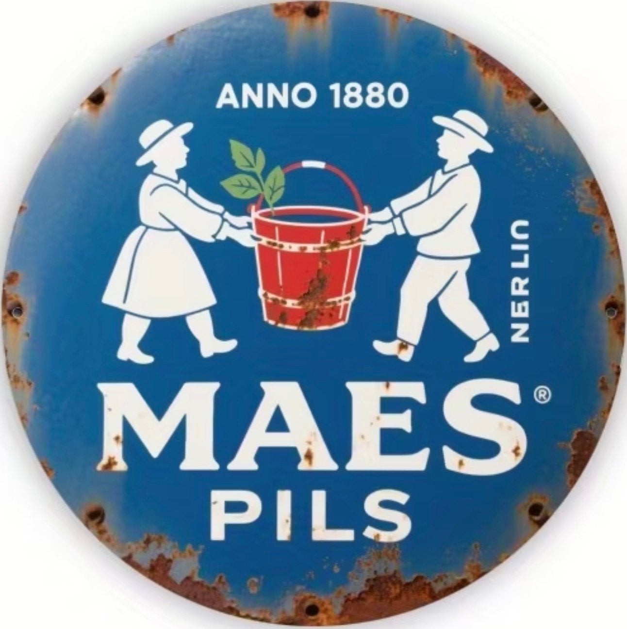 Metalen reclamebord Maes pils 1880 - retro vintage mancave, Ophalen of Verzenden, Nieuw, Reclamebord, Plaat of Schild, Overige merken