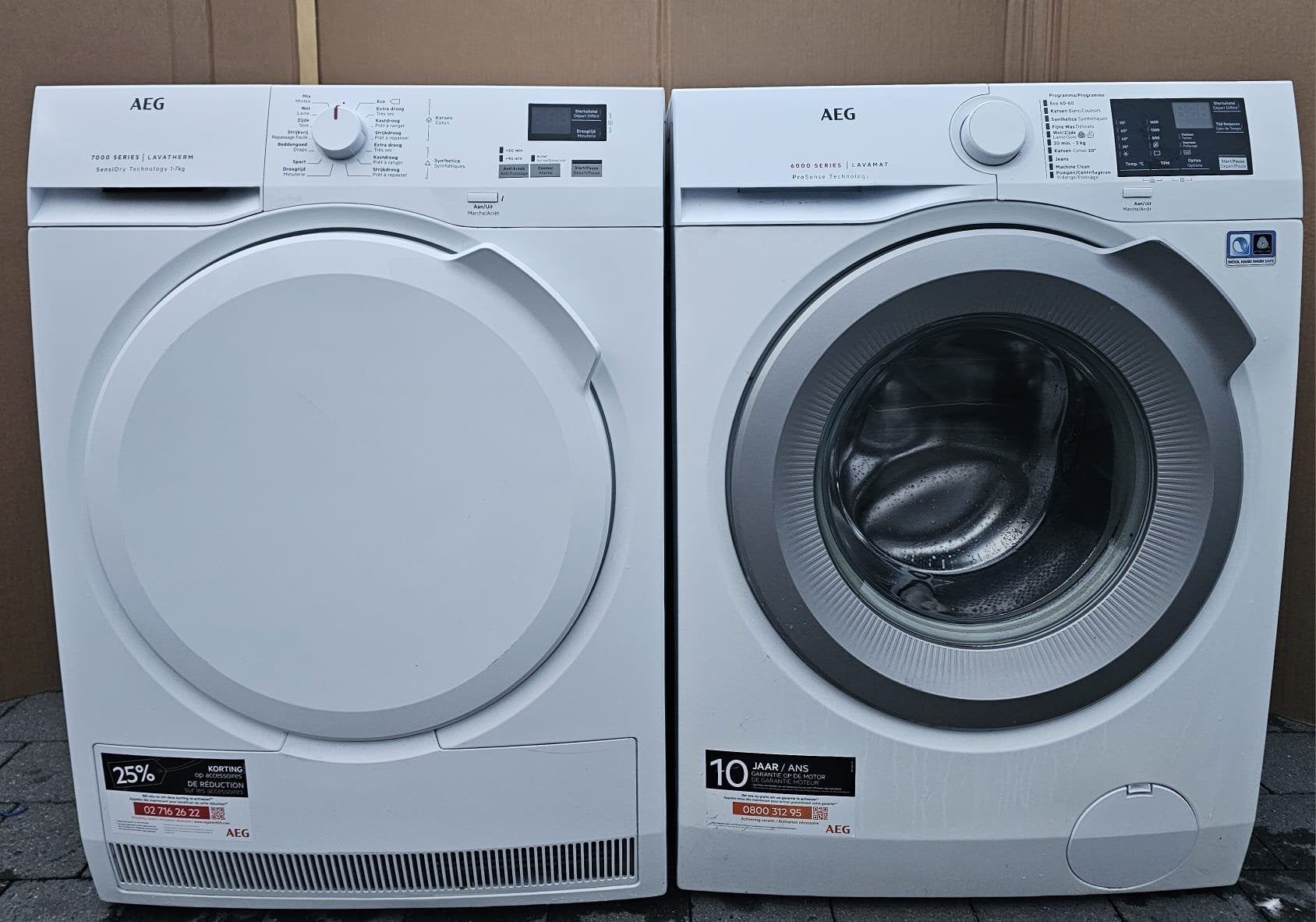 Set AEG 8kg wasmachine A++& AEG 7Kg warmtepomp A++, Ophalen, Zo goed als nieuw