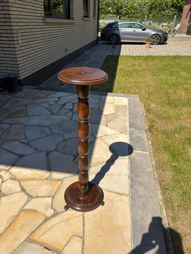 Vintage houten plantenstandaard in massief hout, Ophalen, Gebruikt