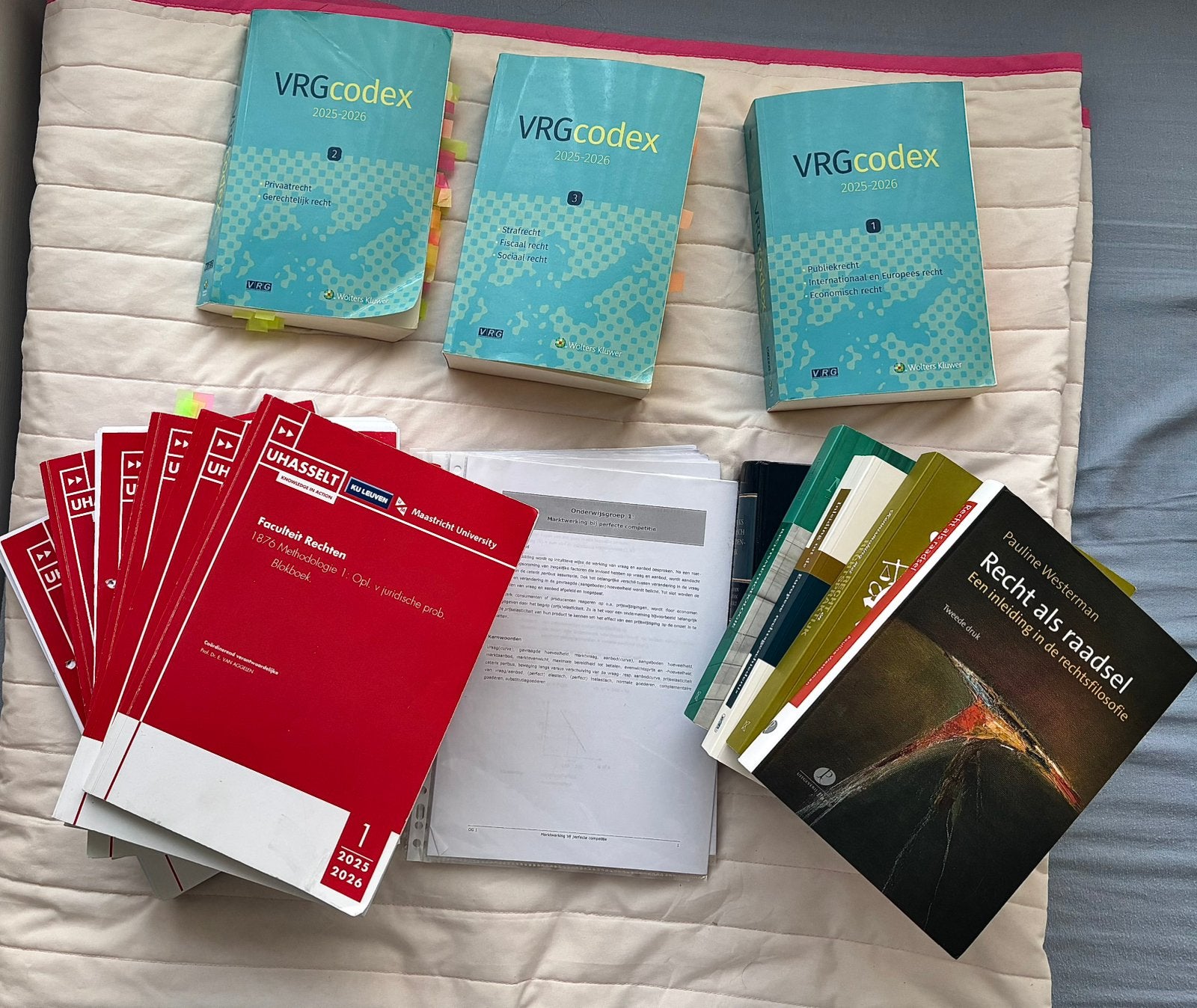 VOLLEDIG 1e BACH RECHTEN UHasselt:boeken+cursussen+VRG Codex, Ophalen of Verzenden, Zo goed als nieuw, Overige niveaus, Overige vakken