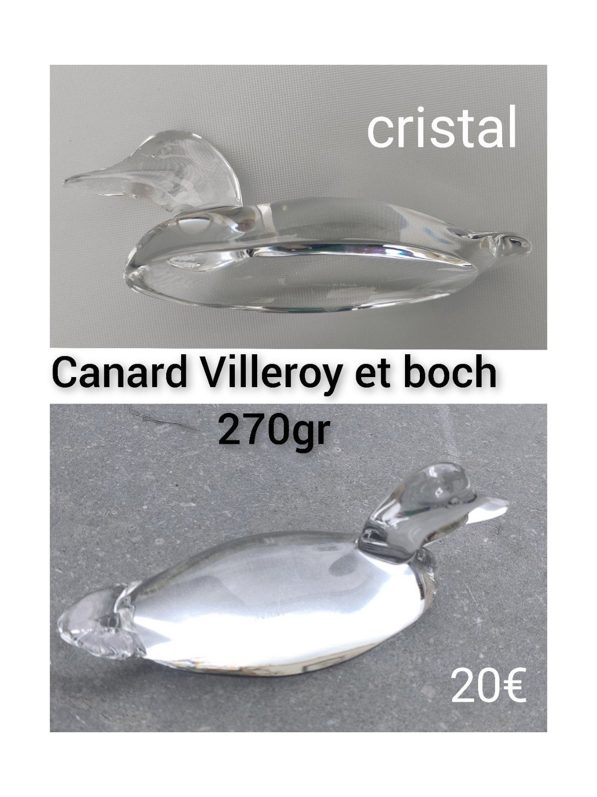 canard cristal Villeroy et boch et lot canard, Maison & Meubles, Accessoires pour la Maison | Décorations murale, Enlèvement ou Envoi
