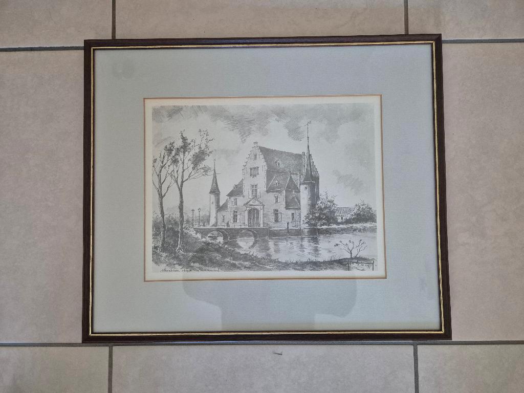 Tekening Hofje van Roosendaal te Merksem, Huis en Inrichting, Ophalen of Verzenden, Zo goed als nieuw, Minder dan 50 cm, Tekening