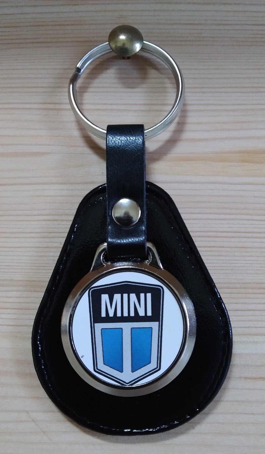 Classic Mini Sleutelhanger met logo . Zwart leer, Neuf, -, Autres marques automobiles, -