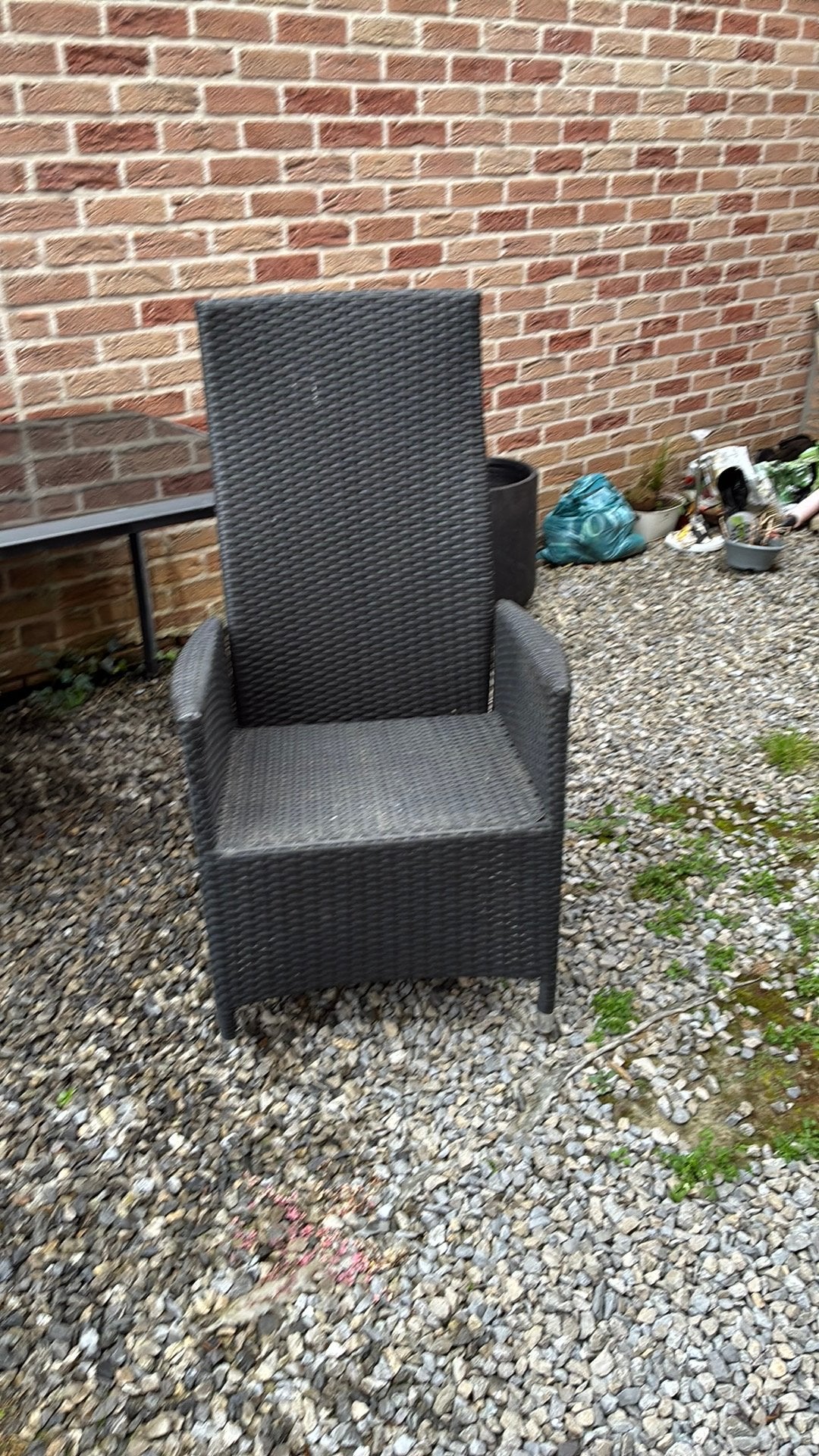 Table de jardin en verre noir, 2m*1m  + 4 chaises, Ophalen, Gebruikt, Rechthoekig, Metaal