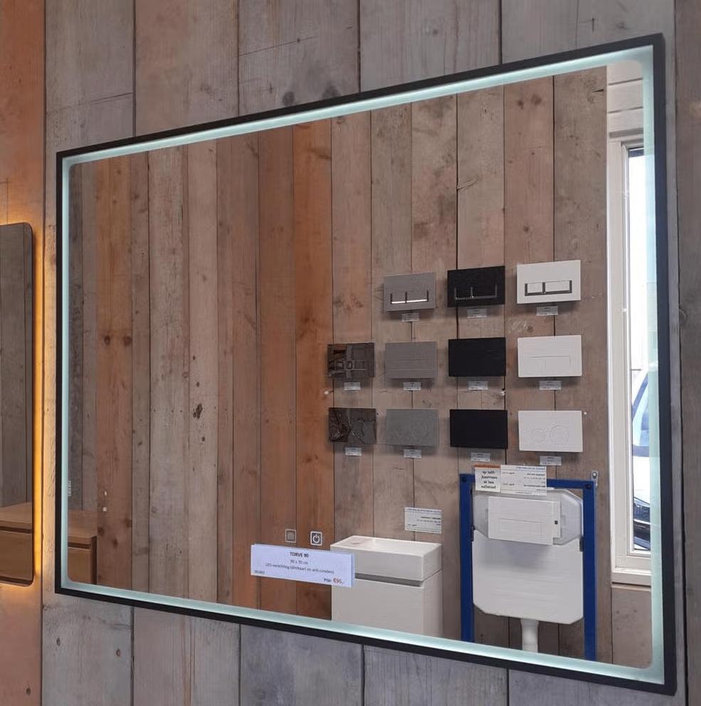 Moderne Spiegel, Sanitair, Zwart, + Garantie, 90cm, Torve, Huis en Inrichting, Ophalen of Verzenden, Nieuw, Zwart