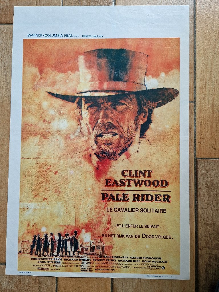 filmaffiche Clint Eastwood Pale Rider filmposter, Collections, Enlèvement ou Envoi, Rectangulaire vertical, A1 jusqu'à A3, Comme neuf