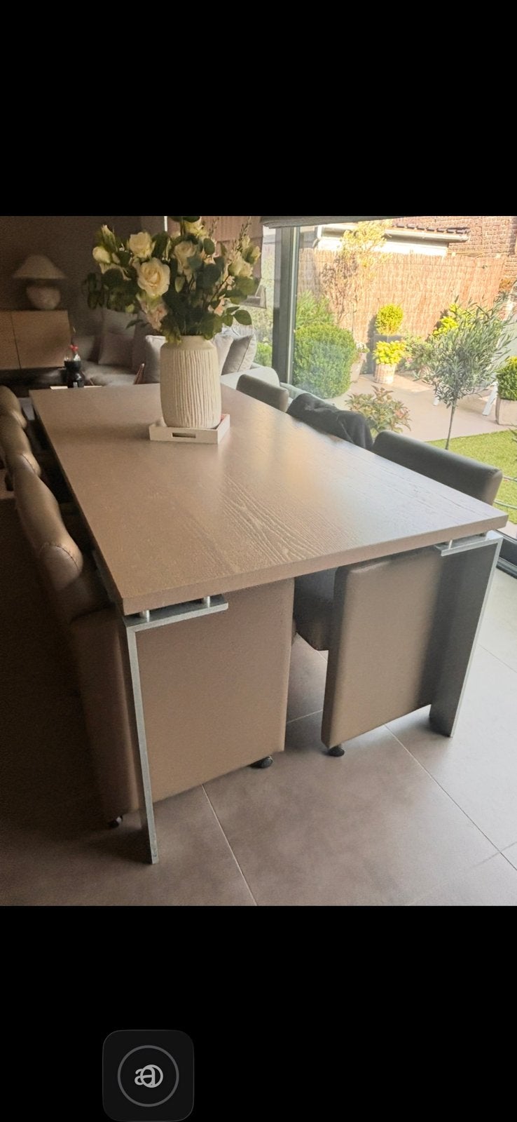 Tafel dressoir in vol eik + 6 stoelen, Ophalen, Zo goed als nieuw, Modern